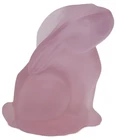 Fenton Pink Frosted Glass Sitting Rabbit 2.5" Figurine