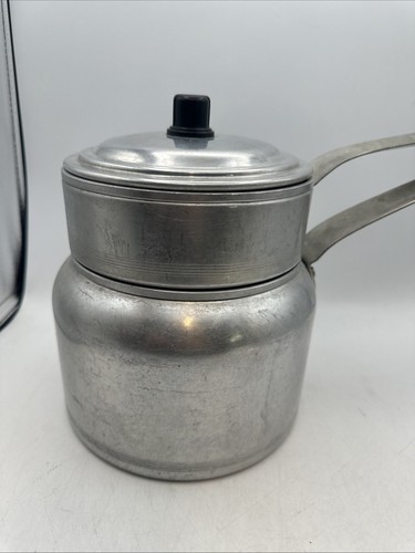 Mirro Aluminum Double Boiler w Lid 1-1/2 Qt - Made In USA Vintage - Picture 2 of 10