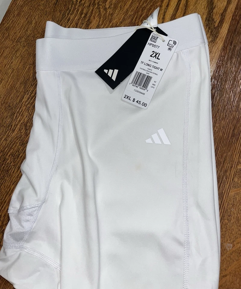 Adidas TF Medias Largas Para Hombres 2XL Blanco Pantalones de Compresión Fútbol Fútbol NUEVO CON ETIQUETAS LEER Foto 2 de 4