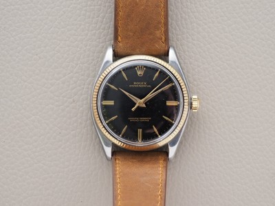 Rolex Oyster Perpetual 1005 34mm Black Gilt Mirror Dial Butterfly Rotor 1961