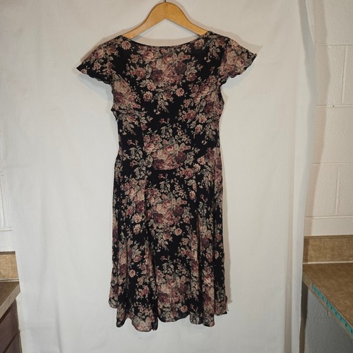 Vestido para mujer Denim & Supply Ralph Lauren 8 negro algodón aleteo oscuro floral - Imagen 11 de 12