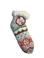 Fuzzy Babba Women's Slipper Socks Size 9-11 Multicolor Christmas Theme NEW