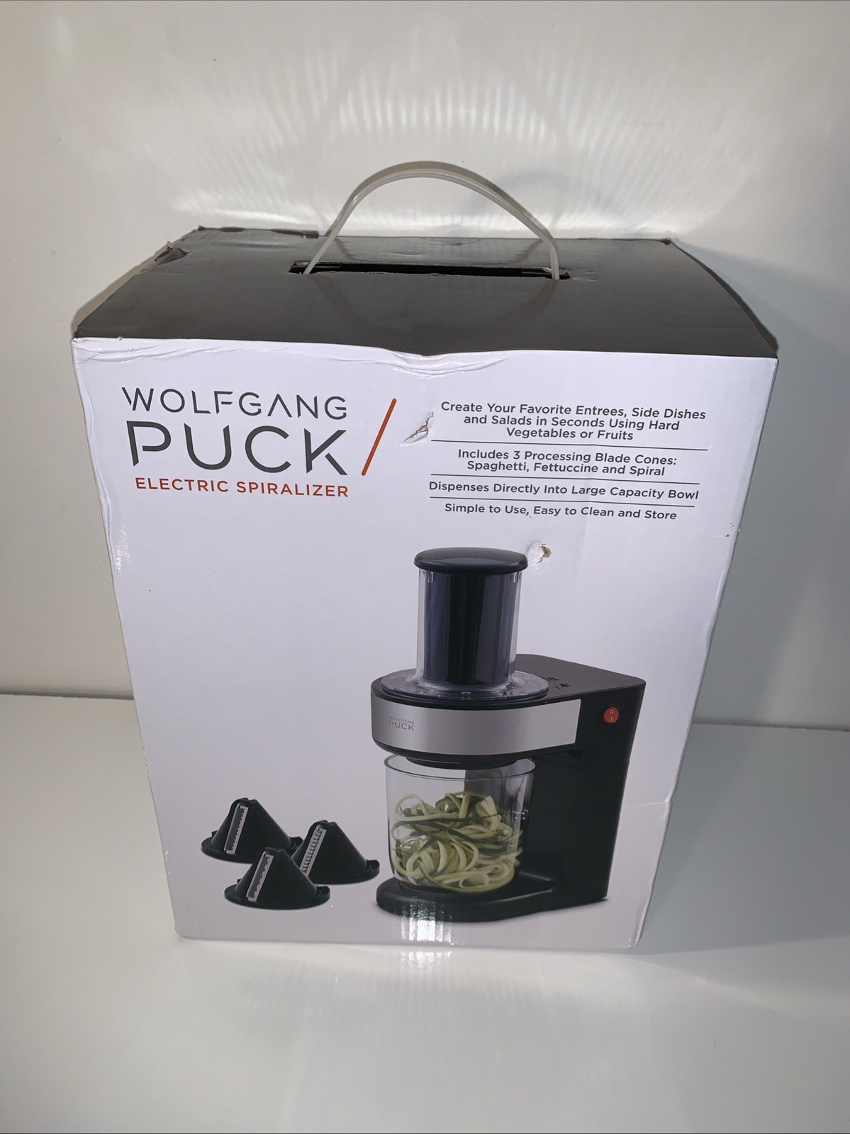 Wolfgang Puck 4-in-1 Electric Power Spiralizer W/3 Processing Cones New In Box