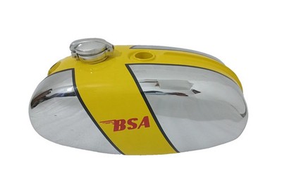 BSA B25 B50 TR25 1971-73 D355 Steel Yellow Painted Fuel Petrol Tank+ Monza Cap