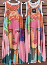 Damen Midi Maxikleid Plisseekleid Sommerkleid Glitzer Kopf Gr. 38 40 42 44