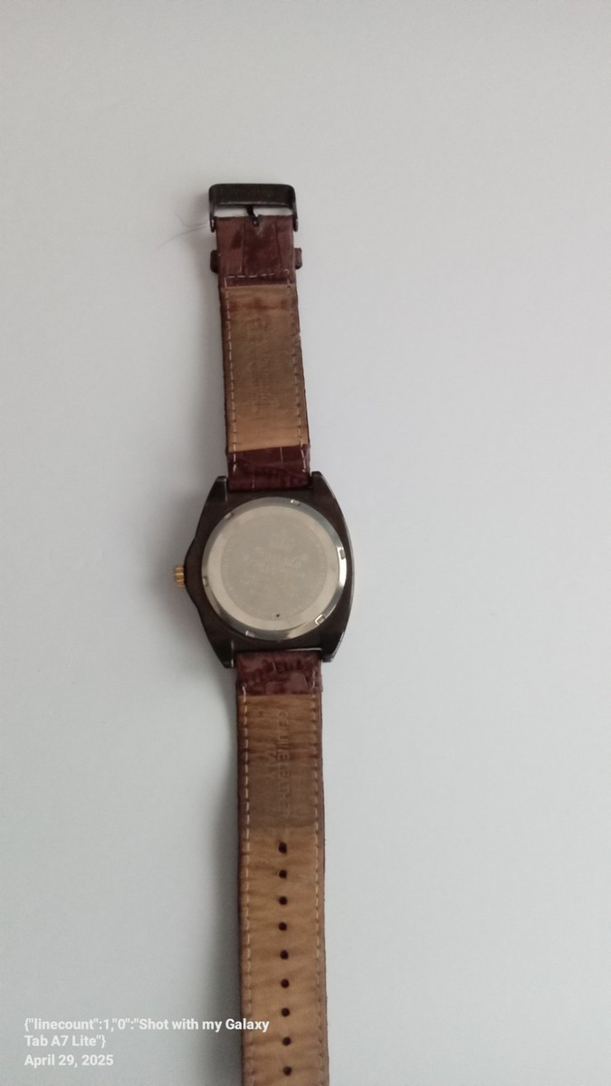 Promado Royal Collection Day Date Gold Tone Bezel Brown Band Watch