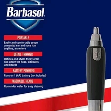💈2X Barbasol Battery Powered Ear & Nose Trimmer Stainless Steel Blades Portable