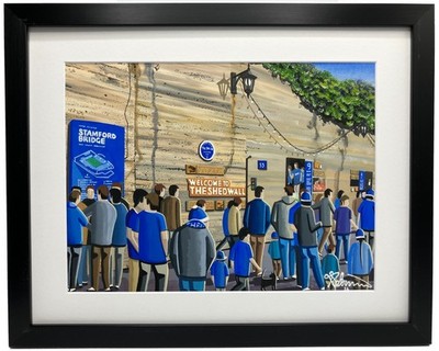 Chelsea. Stamford Bridge. Fußballverein FC Stadion gerahmter Kunstdruck. 2 Größen