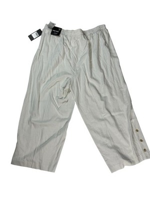 Jones New York Womens Crop Pants With Elastic Waist Band Stretch White Size 2X