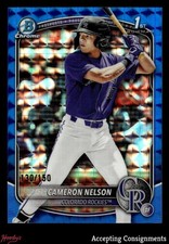 2025 Bowman Chrome Blue Geometric Refractor Cameron Nelson 1st Rookie 130/150