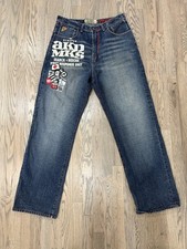 Akademiks Jeans Mens 34 Blue Baggy Embroidered Hip Hop Y2K Vintage Denim