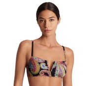 Lauren Ralph Lauren Womens Black Multicolor Paisley-Print U-Wire Bikini Top - 6