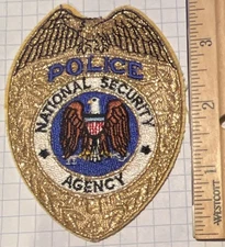 NSA national security agency Police SHOULDER patch gold Mylar stitching