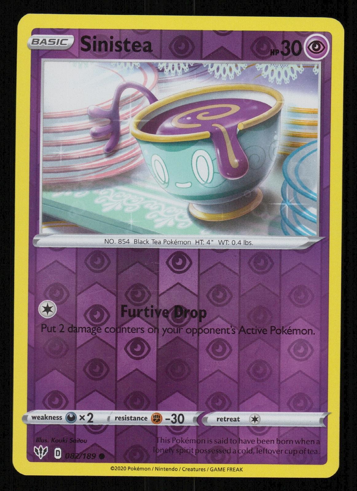 Sinistea 082/189 Common Darkness Ablaze Pokemon Reverse Holo Near Mint