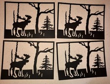 5 MOOSE IN FOREST cardstock paper die cut embellishments