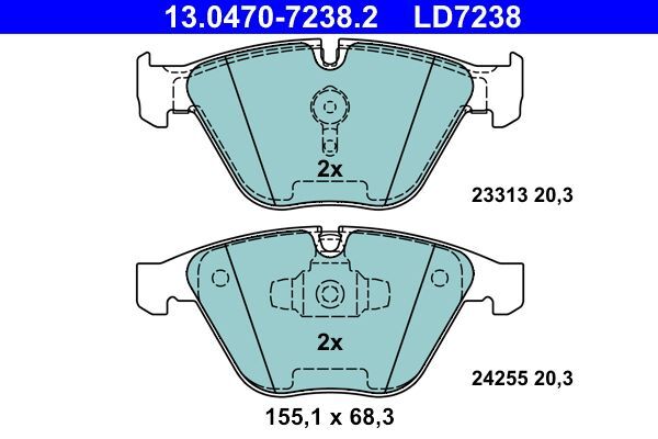ATE 13.0470-7238.2 Bremsbelagsatz, Scheibenbremse FüR BMW-image
