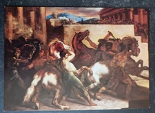 postcard art Gericault course de chevaux libres a Rome unposted