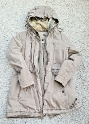 RESET FIFTY SEVEN Damen Mantel Jacke Parka Fell Kapuze beige Gr. 42