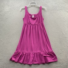 Ann Taylor LOFT Sleeveless Ruffle Tiered Hem Shift Sun Dress Hot Pink Pleated XS