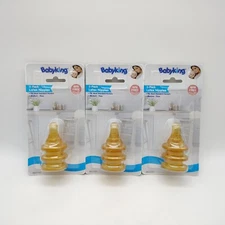 Lot Of 3 Baby King Latex Nipples Medium Flow 3 In Pack 9 Total