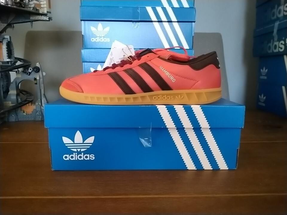 Adidas Originals Hamburg Preloved Scarlet Red Dark Brown Size UK