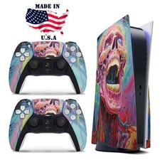 PS5 Disc Version Console  Controller Vinyl Skin Decal Wrap Horror Flesh Skull