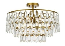 Crystal Flush Mount Chandelier 3 Light Fixture Kitchen Island Living Dining Room