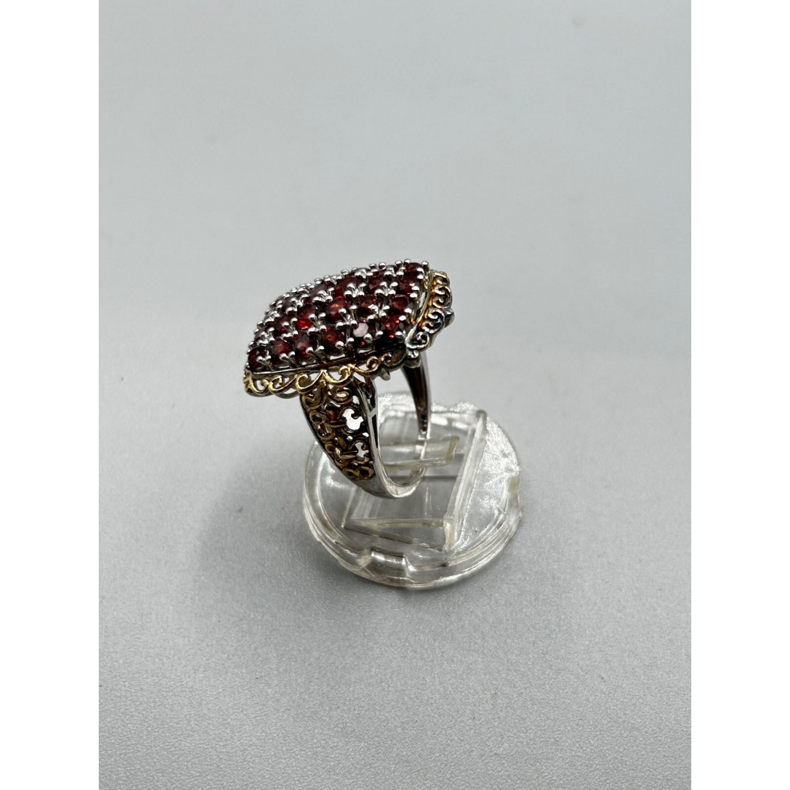 Rectangular Ring with Garnets Size 8 Sterling Sil… - image 7
