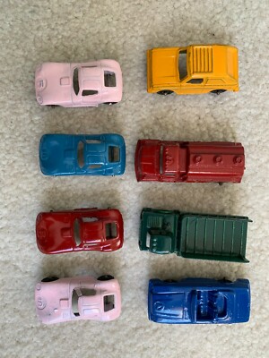 Tootsietoy Lot 8 Vehicles Repainted, 1967 Shuttle Truck, Fire Truck, Rabbit 