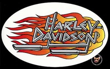 Harley Davidson Flaming Pipes Decal 9-3/4 Wide Made in the USA Discontinued Item
