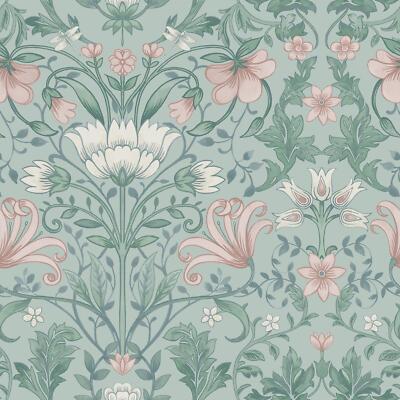 Holden Vintage Floral Soft Teal Vintage Retro Stil Jugendstil glatte Tapete