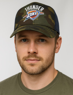 Adidas NBA Oklahoma City Thunder Trucker Hat OKC Basketball Cap Snap Back Blue