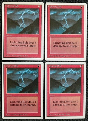 Magic the Gathering - 4 x Lightning Bolt - Unlimited - Mtg - Playset