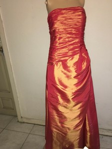 metallic orange dress