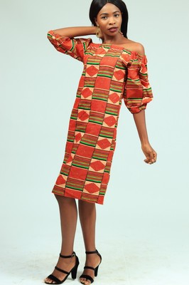 african print shift dress