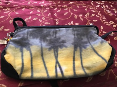Kipling small purse tropical print black and yellow