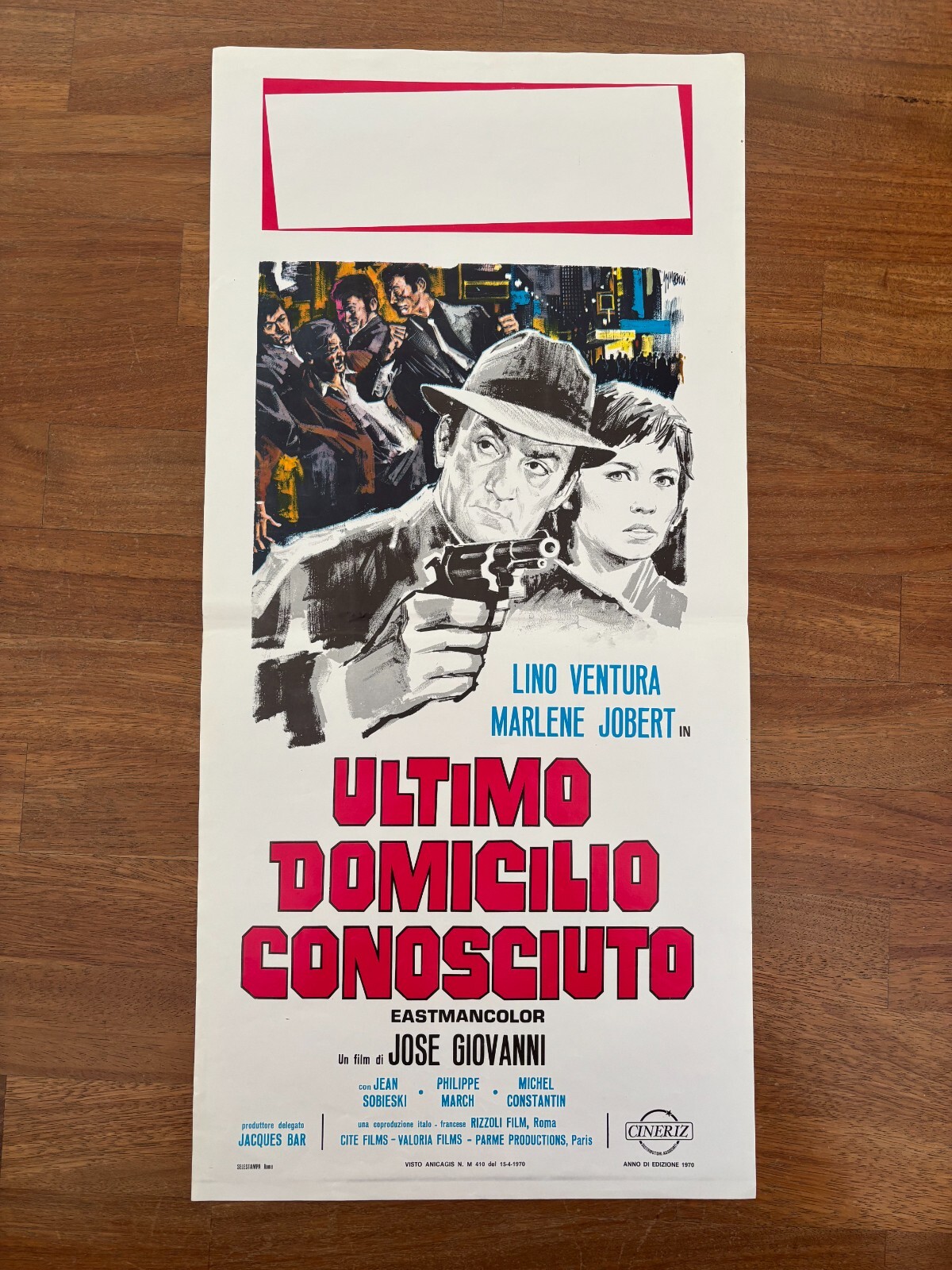 Locandina originale film Ultimo domicilio conosciuto (1970) - Regia di José Giovanni
