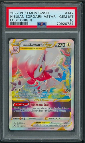 Pokémon SWSH Lost Origin Hisuian Zoroark VStar 147/196 PSA 10