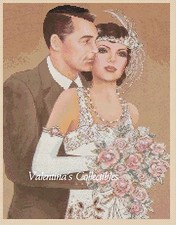 Art Deco Couple "Wedding" Counted Cross Stitch Chart No. 1-138