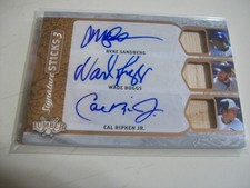 2022 LUMBER RYNE SANDBERG CAL RIPKEN WADE BOGGS TRIPLE BAT AUTO SIGNED #D15/15