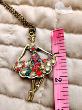 Necklace Fashion  Jewelry ,Ballet Girl Pendant Rhinestones,Crystals,Gold color