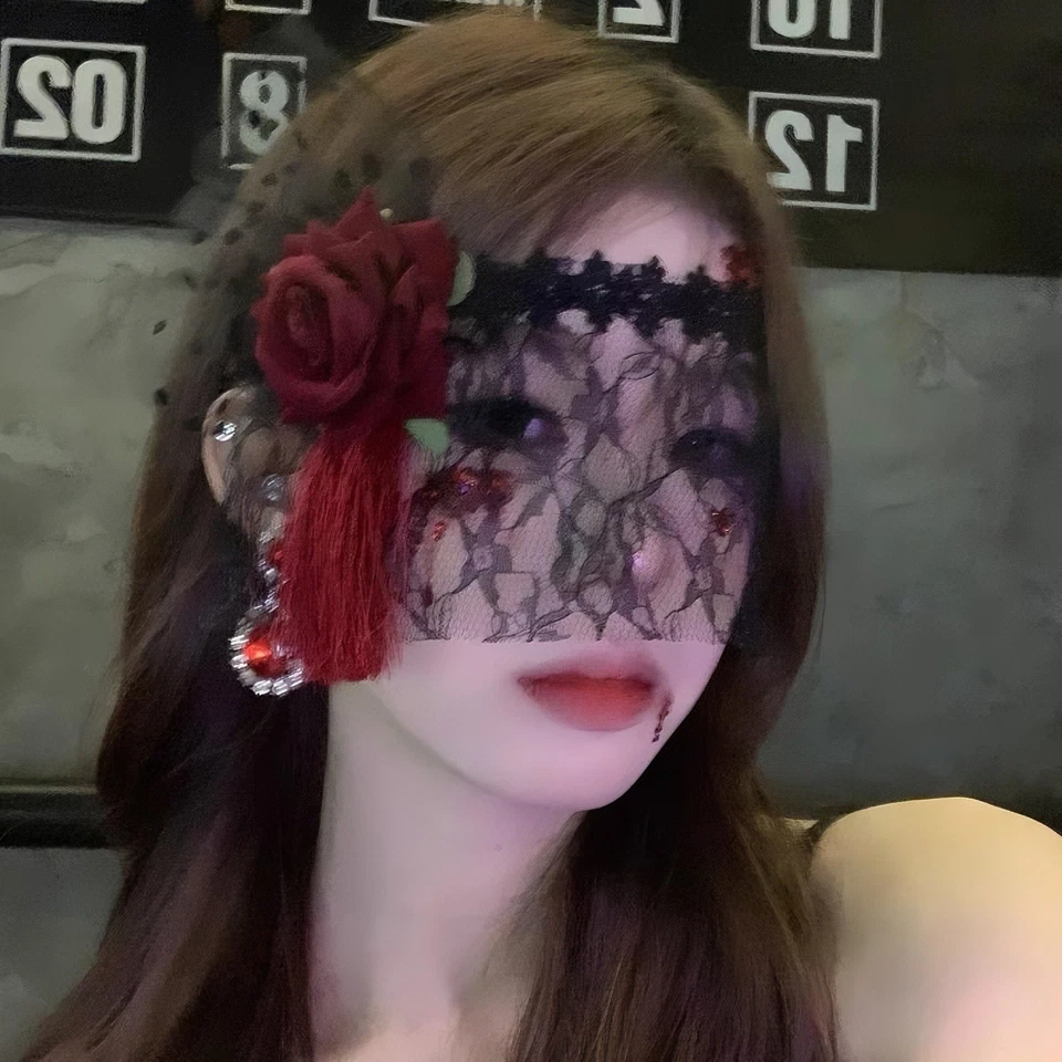 Women Sexy Hollow Lace Face Mask Retro Lace Princess Half Face Mask Cosplay - Image 2 of 4