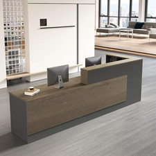 L-Shaped Reception Desk, Double Front Reception Desk with Cabinets For Office