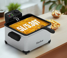 Bluebow Freidora Eléctrica 5.3QT Freidora de Inmersión 1700W con 3 Cestas,