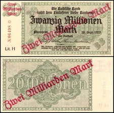 Germany 2 Millionen - Million Mark, 1923, P-S913, Used