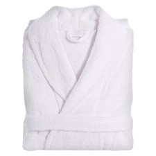L/XL Terry Cloth Solid Bathrobe White - Linum Home Textiles: Unisex Cotton