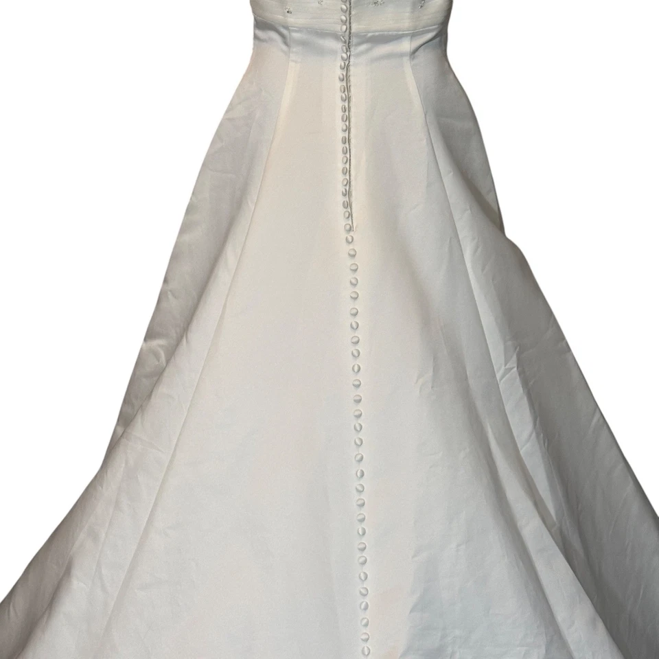 San Patrick Carolina Wedding Dress Ivory Satin Beaded A-Line Cap Sleeve Sz 4–6 - Image 4 of 4