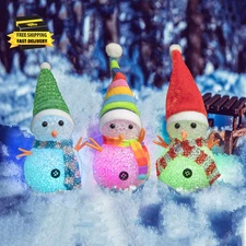 Christmas Decorations 7.3'' LED Snowmen Lamp Color Changing with Colorful Hat & 