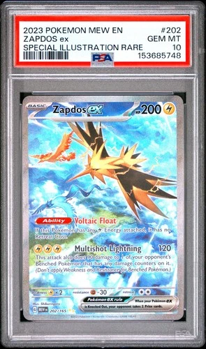 Zapdos ex 202/165 Pokemon 151 Special Illustration Rare PSA 10