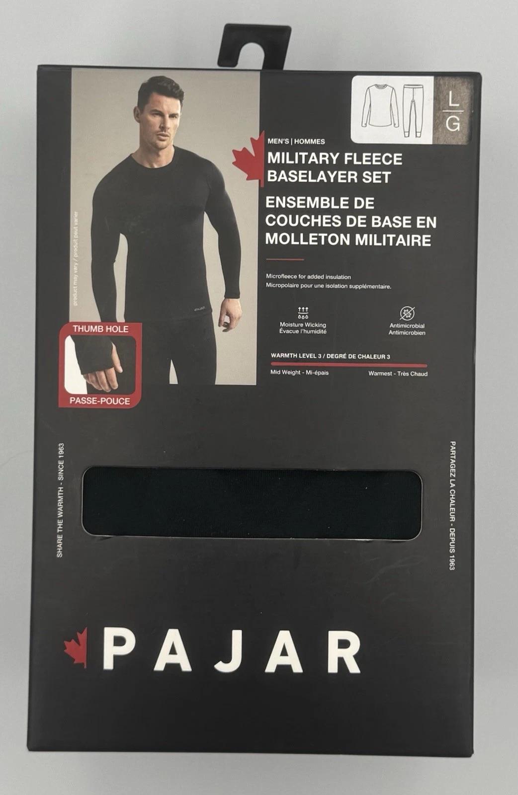 Pajar Black Military Fleece Pants & Long Sleeve Shirt Baselayer Set Sz Large